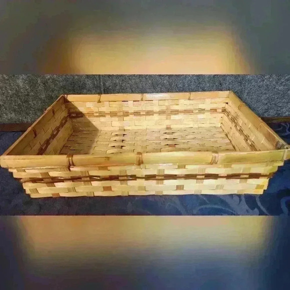 Bamboo Basket/Tray w/Dark Brown Weave - Picture 2 of 8